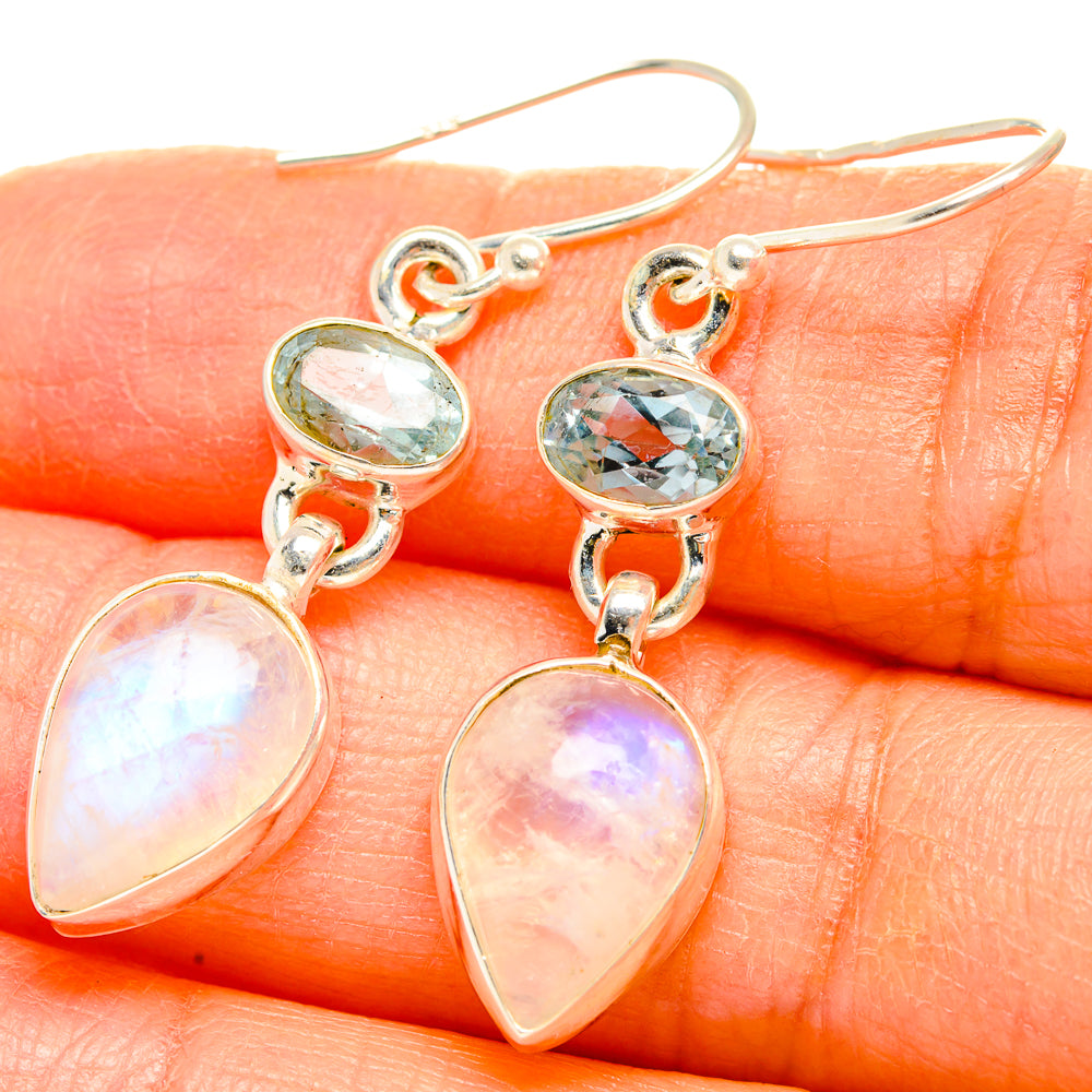 Rainbow Moonstone Earrings handcrafted by Ana Silver Co - EARR429690