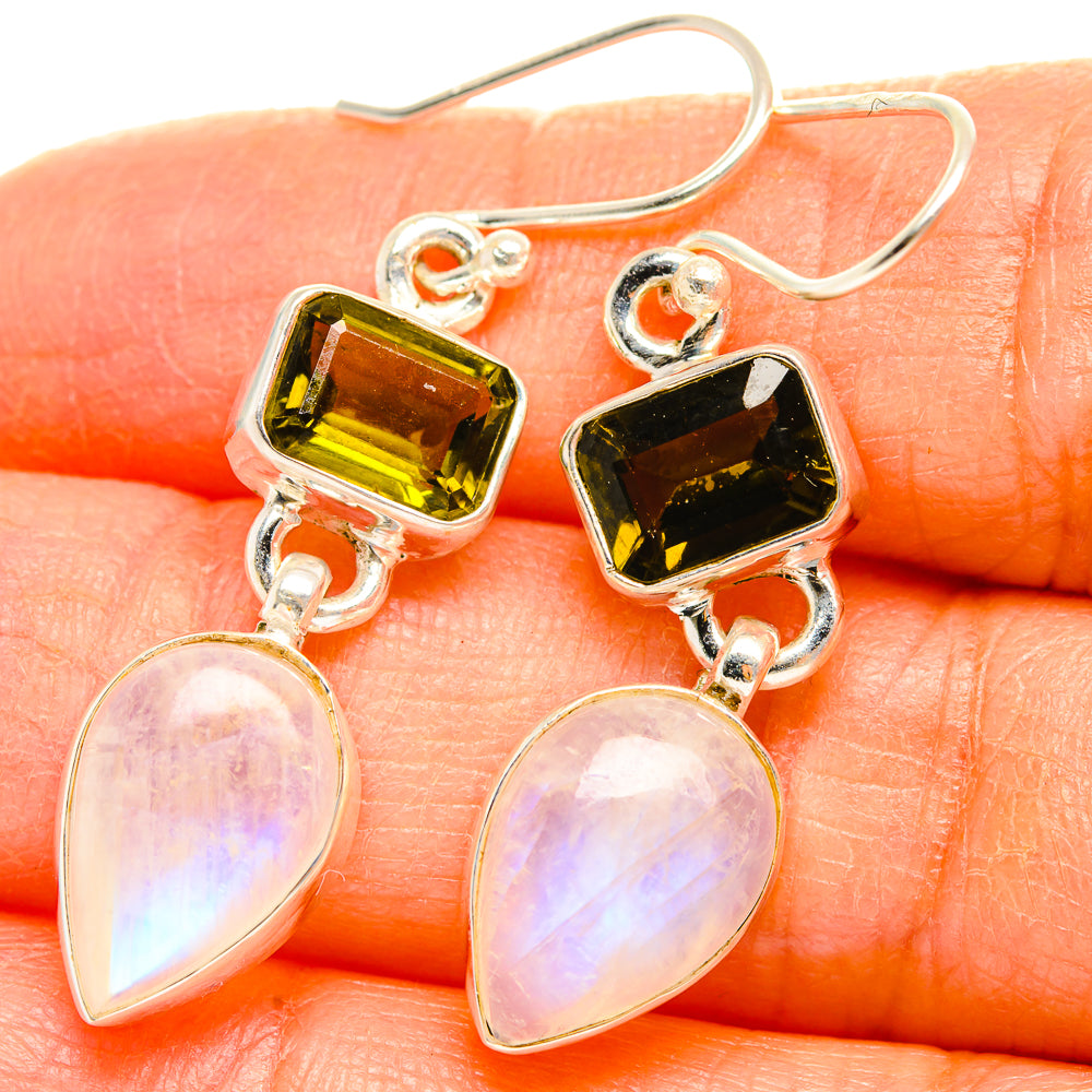 Rainbow Moonstone Earrings handcrafted by Ana Silver Co - EARR429691