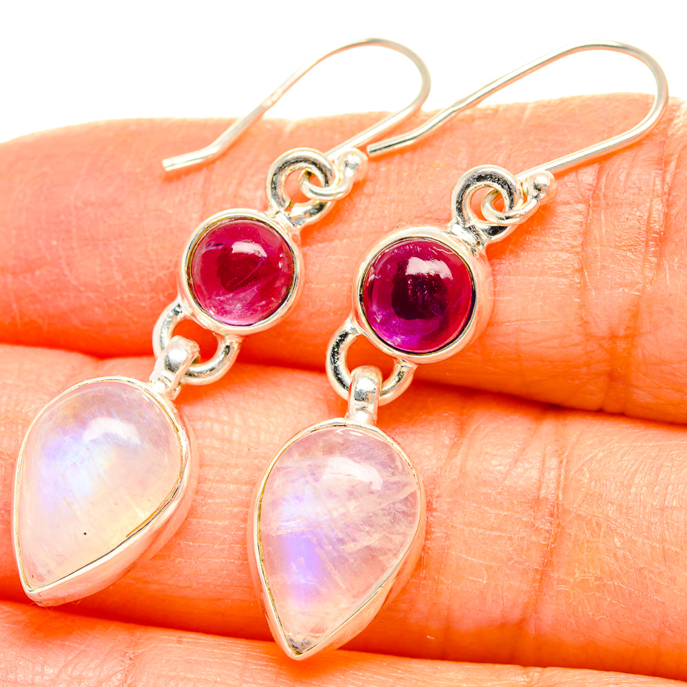 Rainbow Moonstone Earrings handcrafted by Ana Silver Co - EARR429694