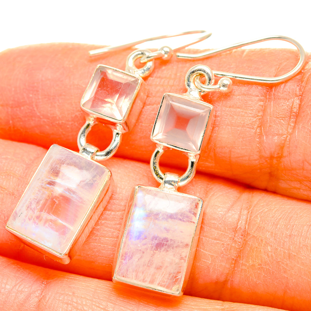Rainbow Moonstone Earrings handcrafted by Ana Silver Co - EARR429696