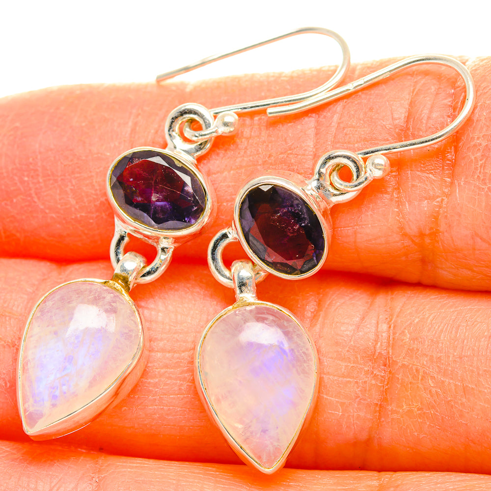 Rainbow Moonstone Earrings handcrafted by Ana Silver Co - EARR429698