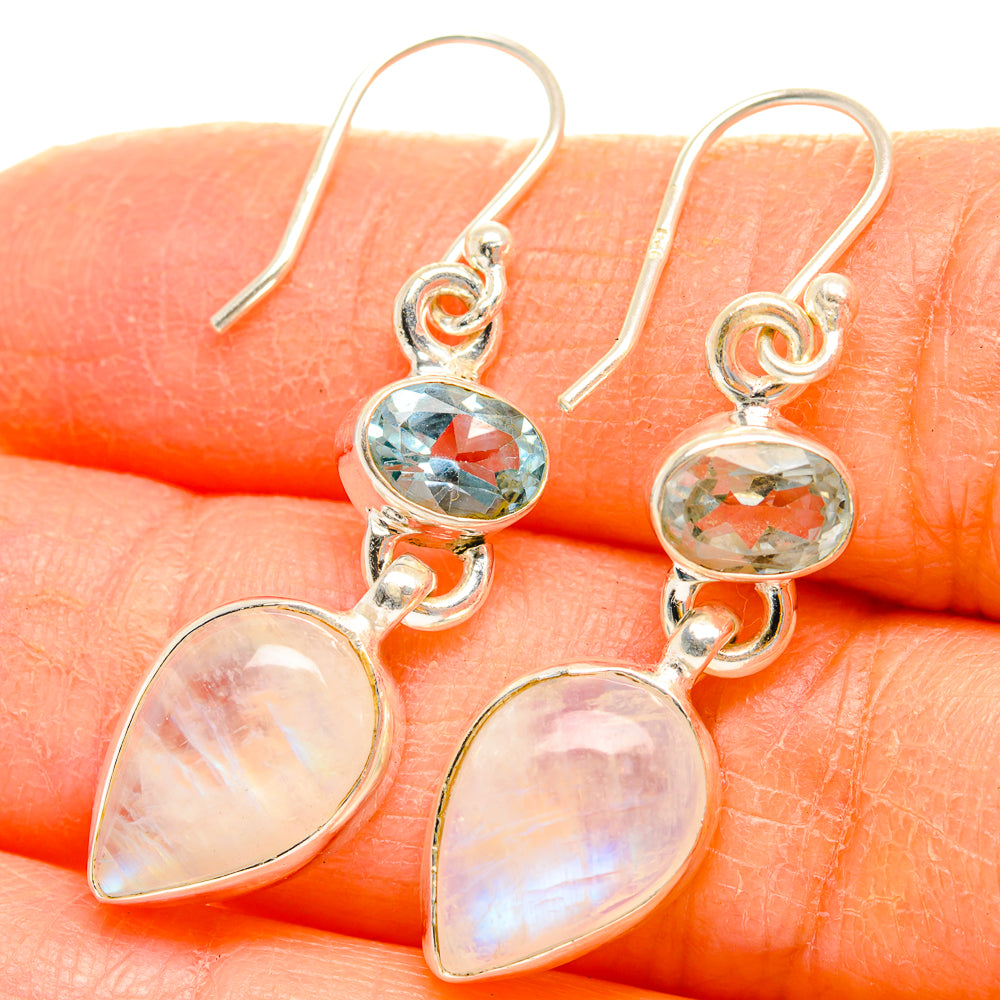 Rainbow Moonstone Earrings handcrafted by Ana Silver Co - EARR429705