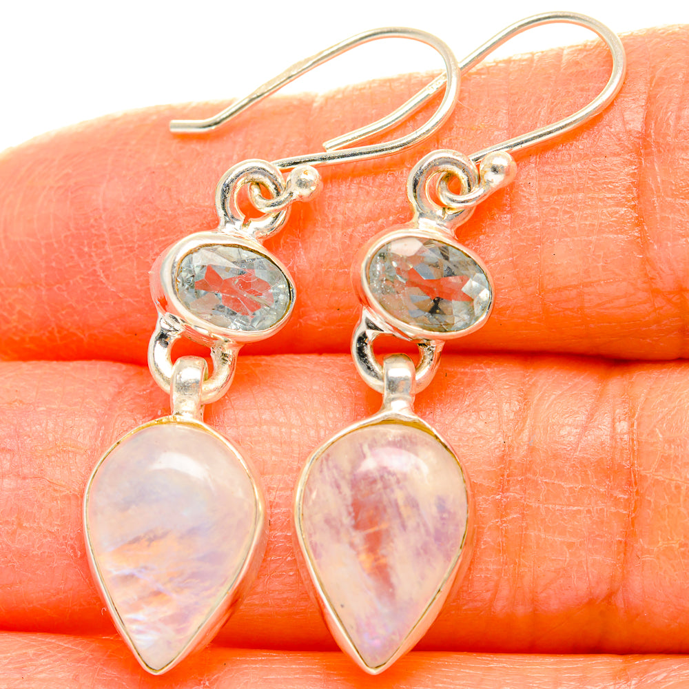 Rainbow Moonstone Earrings handcrafted by Ana Silver Co - EARR429716