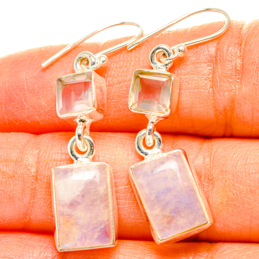 Rainbow Moonstone Earrings handcrafted by Ana Silver Co - EARR429722