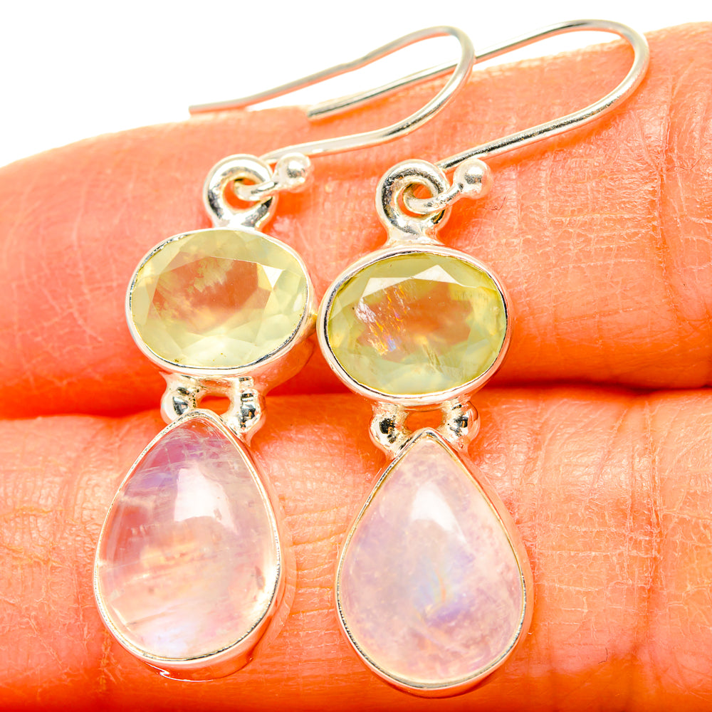 Rainbow Moonstone Earrings handcrafted by Ana Silver Co - EARR429727