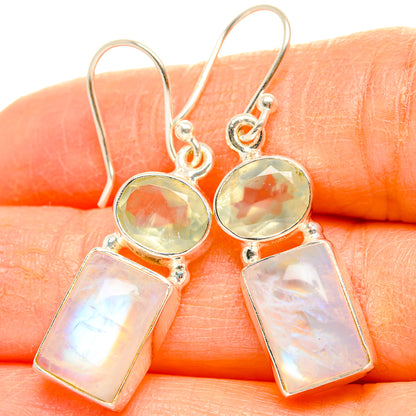 Rainbow Moonstone Earrings handcrafted by Ana Silver Co - EARR429730