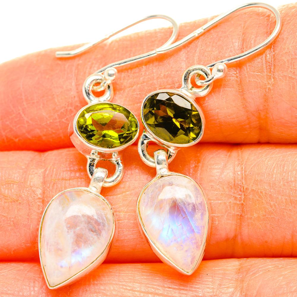Rainbow Moonstone Earrings handcrafted by Ana Silver Co - EARR429738
