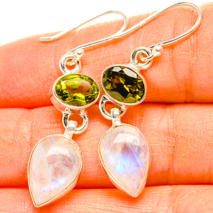 Rainbow Moonstone Earrings handcrafted by Ana Silver Co - EARR429738