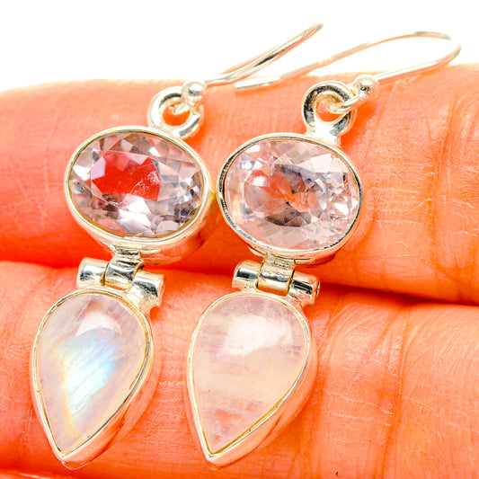 Rainbow Moonstone, Pink Amethyst Earrings handcrafted by Ana Silver Co - EARR429753