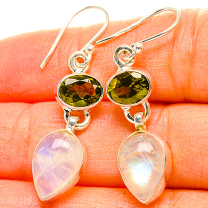 Rainbow Moonstone, Peridot Earrings handcrafted by Ana Silver Co - EARR429758