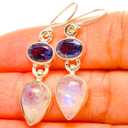 Rainbow Moonstone, Tanzanite Earrings handcrafted by Ana Silver Co - EARR429760