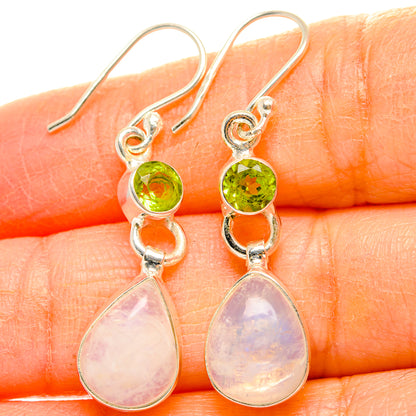 Rainbow Moonstone, Peridot Earrings handcrafted by Ana Silver Co - EARR429763