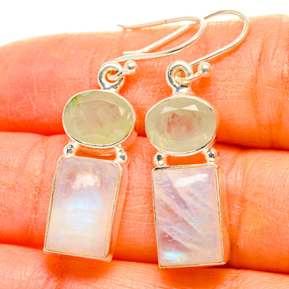 Rainbow Moonstone, Prehnite Earrings handcrafted by Ana Silver Co - EARR429765