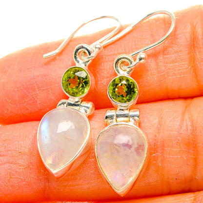 Rainbow Moonstone, Peridot Earrings handcrafted by Ana Silver Co - EARR429766