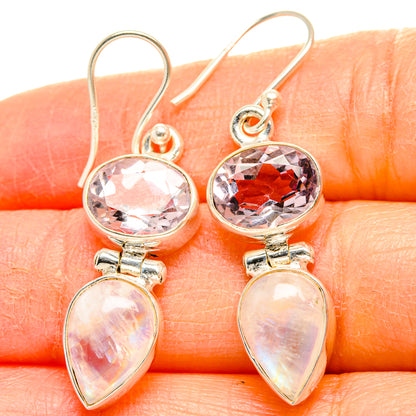 Rainbow Moonstone, Pink Amethyst Earrings handcrafted by Ana Silver Co - EARR429767
