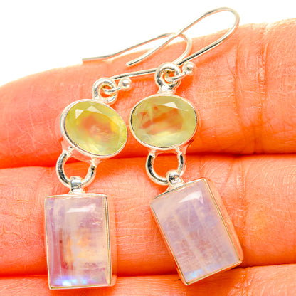 Rainbow Moonstone, Prehnite Earrings handcrafted by Ana Silver Co - EARR429768