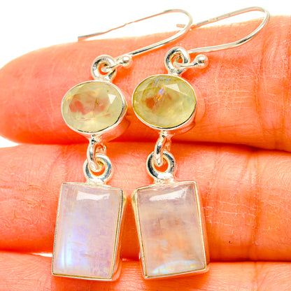 Rainbow Moonstone, Prehnite Earrings handcrafted by Ana Silver Co - EARR429770