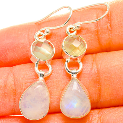 Rainbow Moonstone, Prehnite Earrings handcrafted by Ana Silver Co - EARR429778