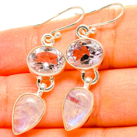 Rainbow Moonstone, Pink Amethyst Earrings handcrafted by Ana Silver Co - EARR429779
