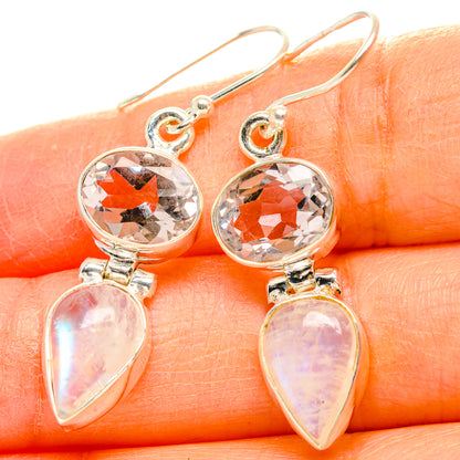 Rainbow Moonstone, Pink Amethyst Earrings handcrafted by Ana Silver Co - EARR429782