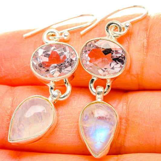 Rainbow Moonstone, Pink Amethyst Earrings handcrafted by Ana Silver Co - EARR429787