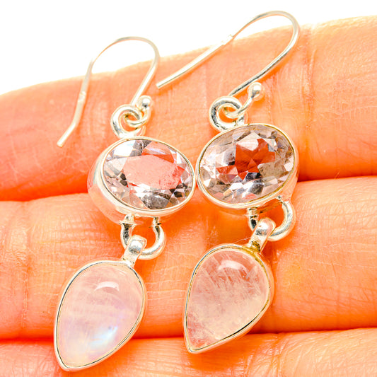 Rainbow Moonstone, Pink Amethyst Earrings handcrafted by Ana Silver Co - EARR429788
