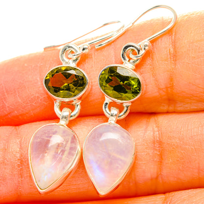 Rainbow Moonstone, Peridot Earrings handcrafted by Ana Silver Co - EARR429791