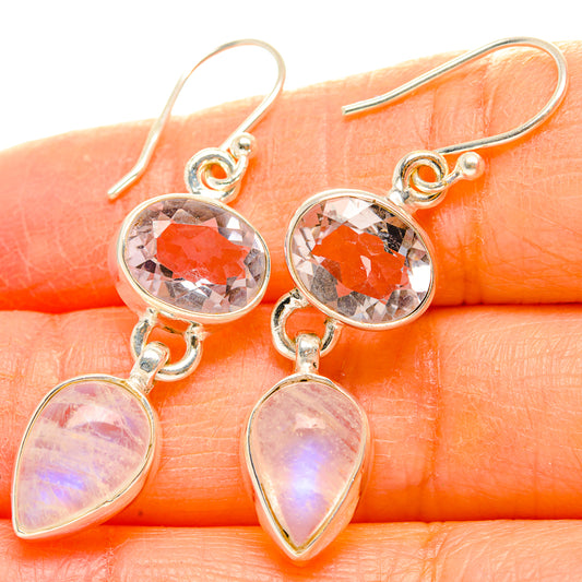 Rainbow Moonstone, Pink Amethyst Earrings handcrafted by Ana Silver Co - EARR429792