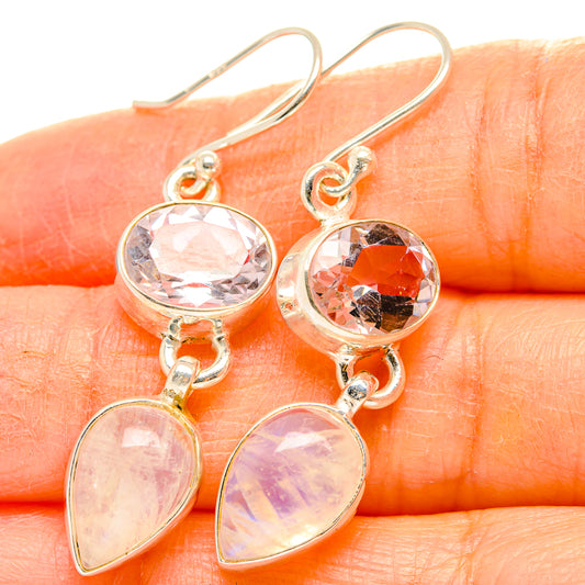 Rainbow Moonstone, Pink Amethyst Earrings handcrafted by Ana Silver Co - EARR429796
