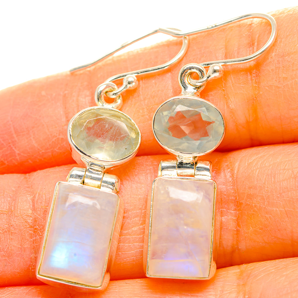 Rainbow Moonstone, Aquamarine Earrings handcrafted by Ana Silver Co - EARR429797