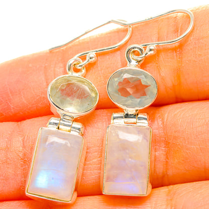 Rainbow Moonstone, Aquamarine Earrings handcrafted by Ana Silver Co - EARR429797