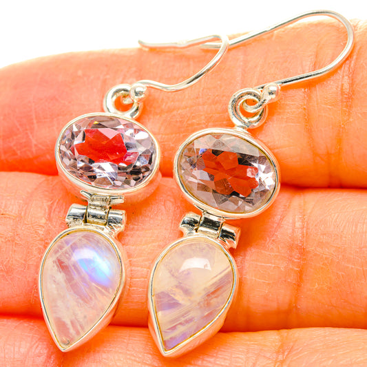 Rainbow Moonstone, Pink Amethyst Earrings handcrafted by Ana Silver Co - EARR429802