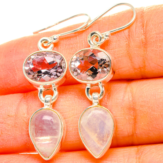 Rainbow Moonstone, Pink Amethyst Earrings handcrafted by Ana Silver Co - EARR429804