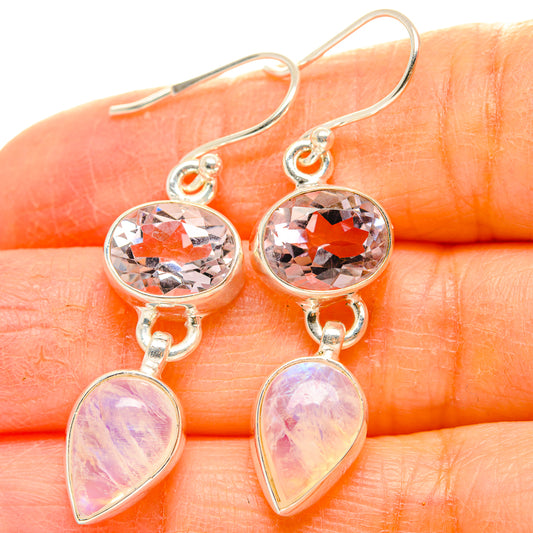 Rainbow Moonstone, Pink Amethyst Earrings handcrafted by Ana Silver Co - EARR429809