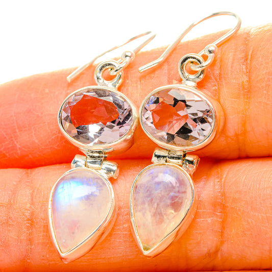 Rainbow Moonstone, Pink Amethyst Earrings handcrafted by Ana Silver Co - EARR429817
