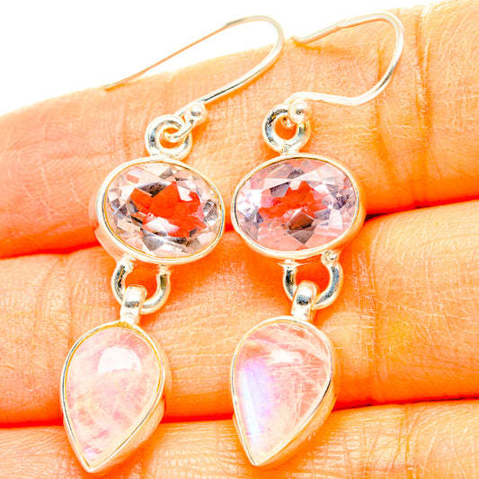 Rainbow Moonstone, Pink Amethyst Earrings handcrafted by Ana Silver Co - EARR429827