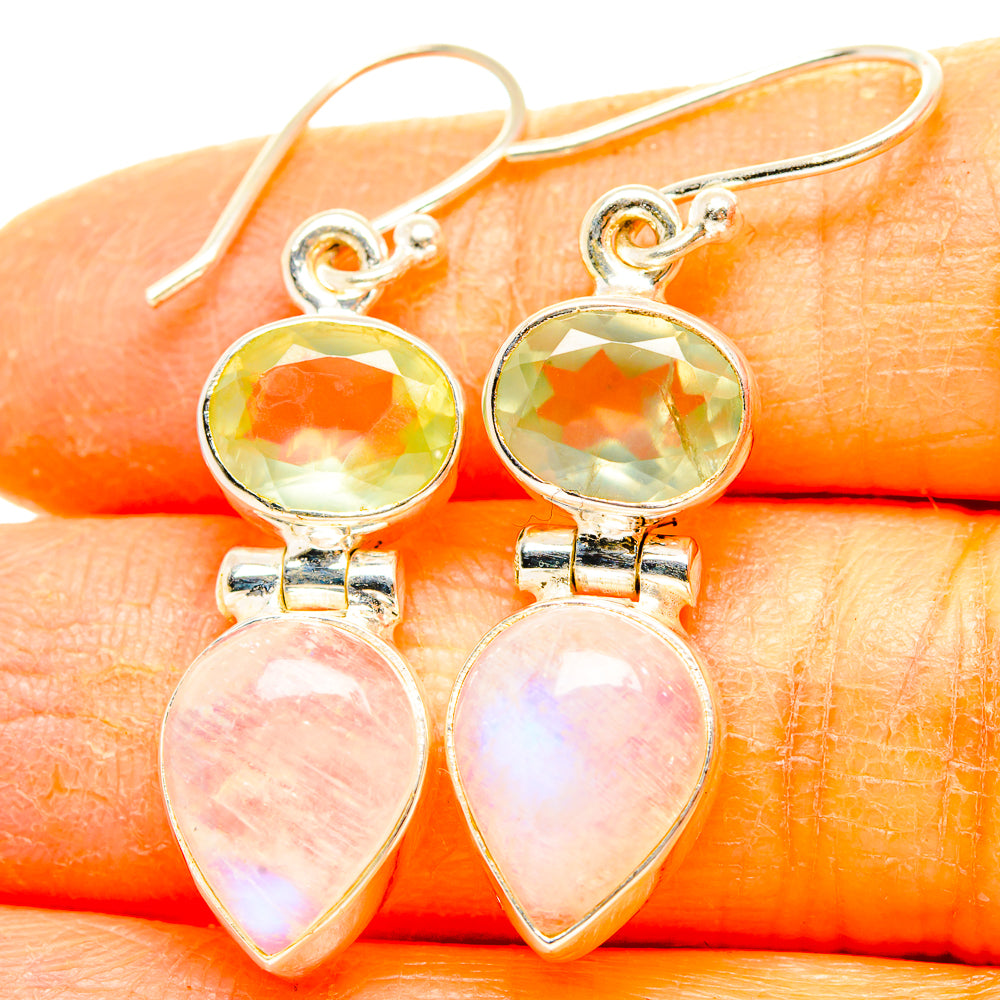 Rainbow Moonstone, Prehnite Earrings handcrafted by Ana Silver Co - EARR429855