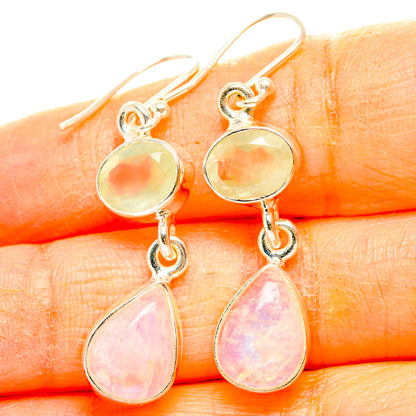 Rainbow Moonstone, Prehnite Earrings handcrafted by Ana Silver Co - EARR429863