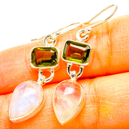 Rainbow Moonstone, Peridot Earrings handcrafted by Ana Silver Co - EARR429865