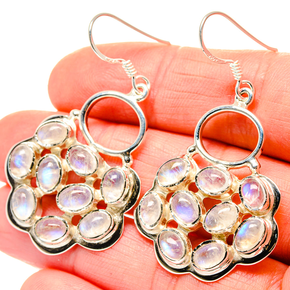 Rainbow Moonstone Earrings handcrafted by Ana Silver Co - EARR429874