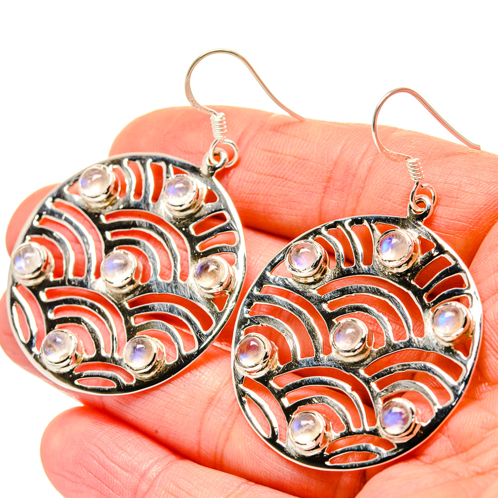 Rainbow Moonstone Earrings handcrafted by Ana Silver Co - EARR429878