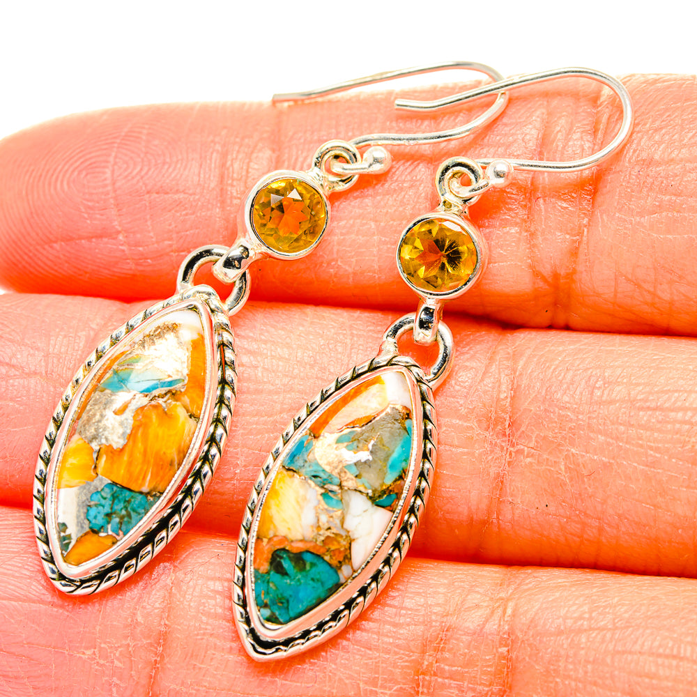 Spiny Oyster Turquoise Earrings handcrafted by Ana Silver Co - EARR429893
