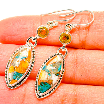 Spiny Oyster Turquoise Earrings handcrafted by Ana Silver Co - EARR429893