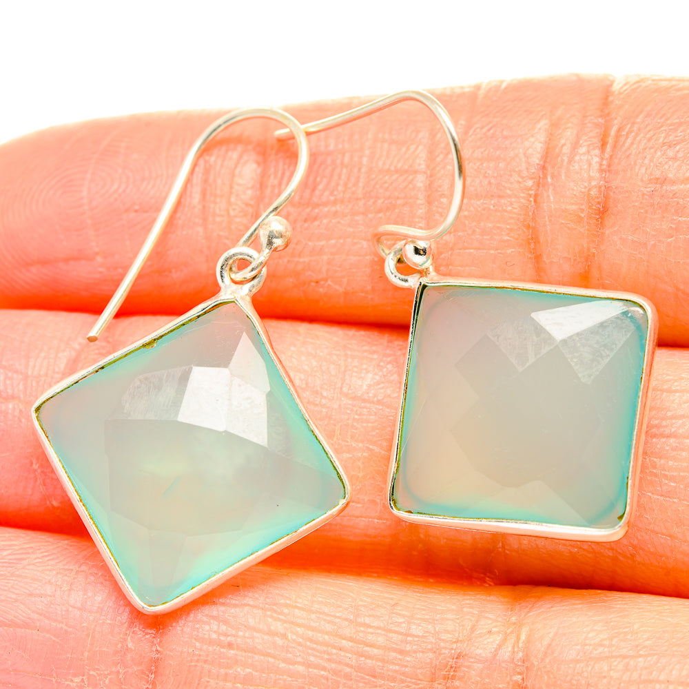 Aqua Chalcedony Earrings handcrafted by Ana Silver Co - EARR429895