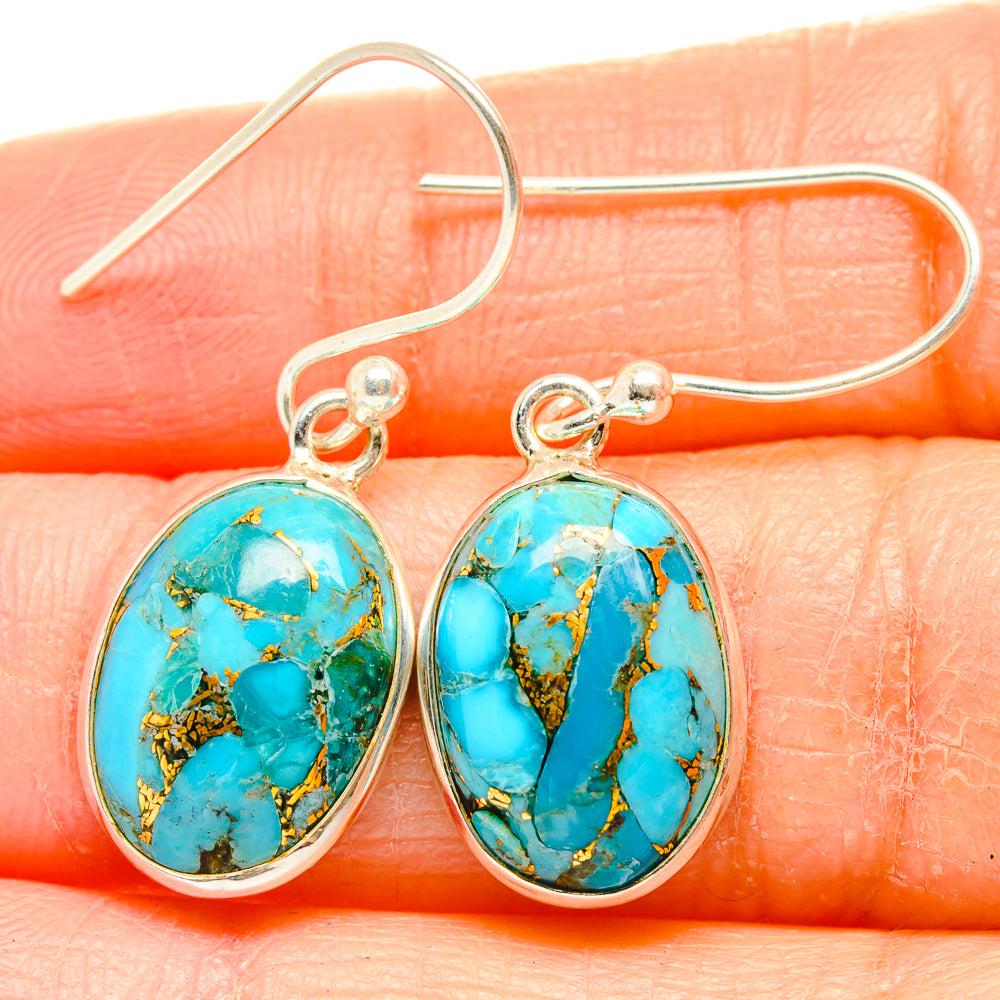 Blue Copper Composite Turquoise Earrings handcrafted by Ana Silver Co - EARR429908