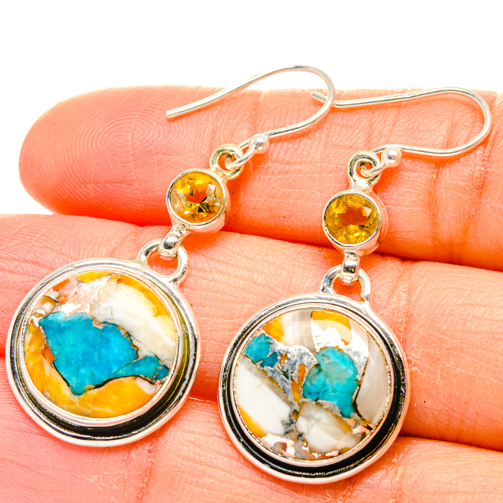 Spiny Oyster Turquoise Earrings handcrafted by Ana Silver Co - EARR429920