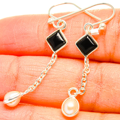 Black Onyx Earrings handcrafted by Ana Silver Co - EARR429928