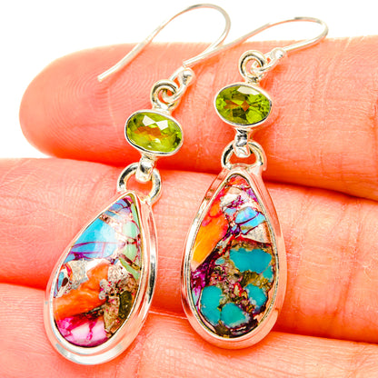 Kingman Pink Dahlia Turquoise Earrings handcrafted by Ana Silver Co - EARR429930