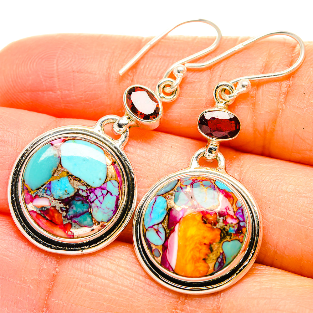 Kingman Pink Dahlia Turquoise Earrings handcrafted by Ana Silver Co - EARR429973