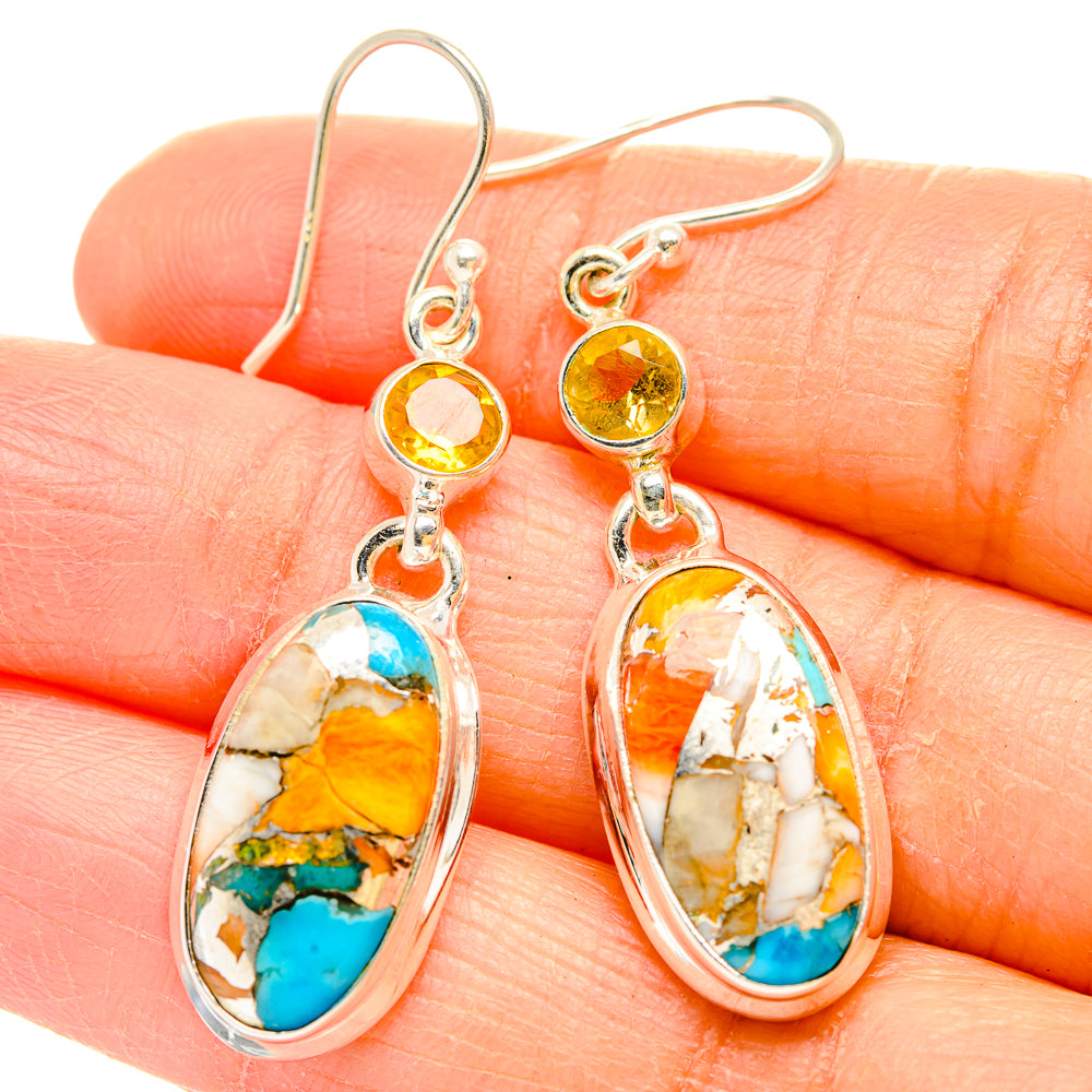 Spiny Oyster Turquoise Earrings handcrafted by Ana Silver Co - EARR429974